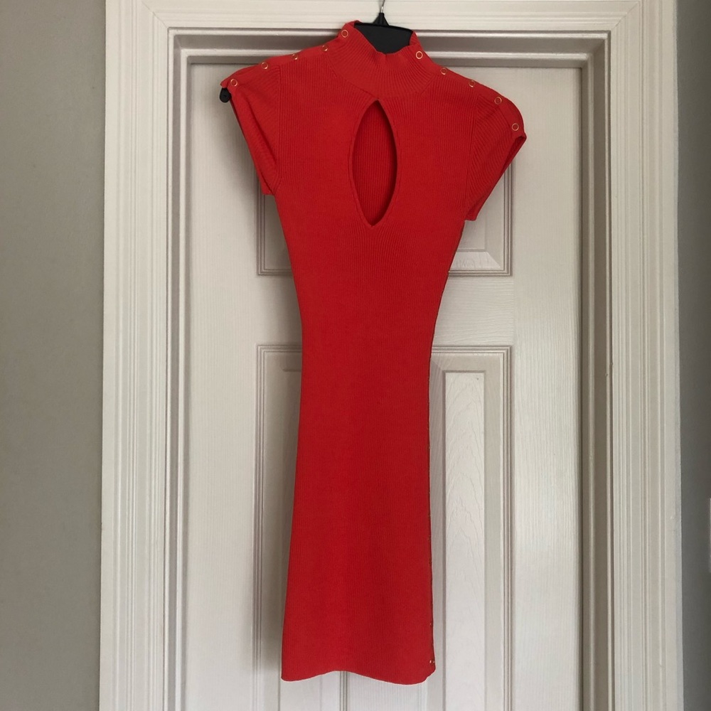 Orange sweater stretch dress